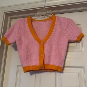 Cropped knit cardigan